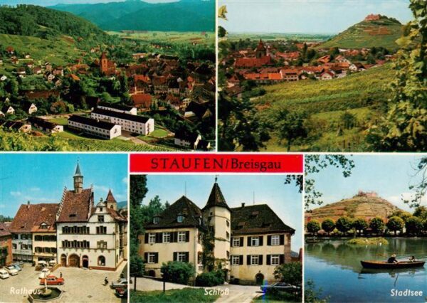 Staufen  Breisgau Fliegeraufnahme Burgruine Rathaus Schloss Stadtsee