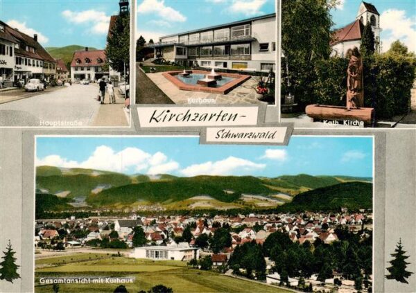 Kirchzarten Hauptstrasse Kurhaus Kath Kirche Panorama mit Kurhaus