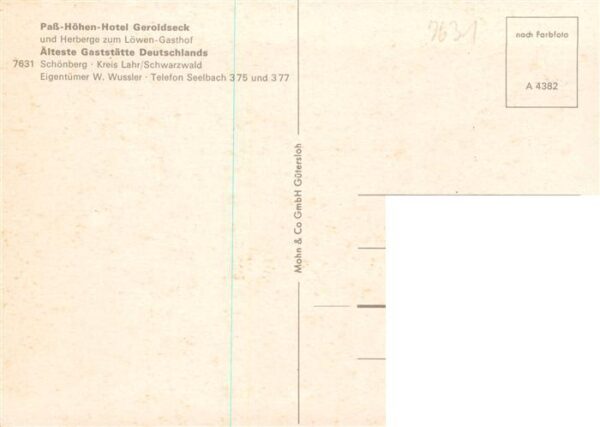 Schoenberg Seelbach Pass Hoehenhotel Geroldseck Herberge zum Loewen – Bild 2