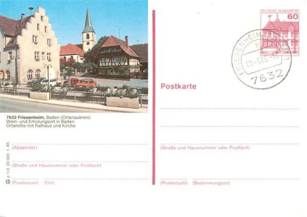 Friesenheim Baden Ortsmitte mit Rathaus und Kirche
