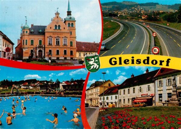 Gleisdorf Rathaus Freibad Ortsmotiv Autobahn