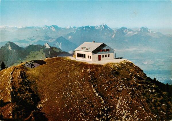 Hochrieshuette Hochriesshuette 1569m Rosenheim Berghuette Panorama Blick gegen K