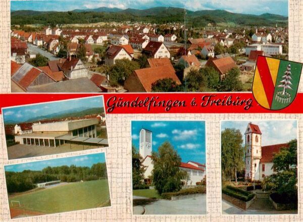 Gundelfingen Breisgau Ortsansicht Turn und Festhalle Sportstadion Kath und Ev Ki