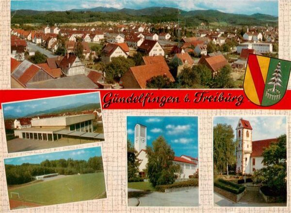 Gundelfingen Breisgau Ortsansicht Turn und Festhalle Sportstadion Kath und Ev Ki