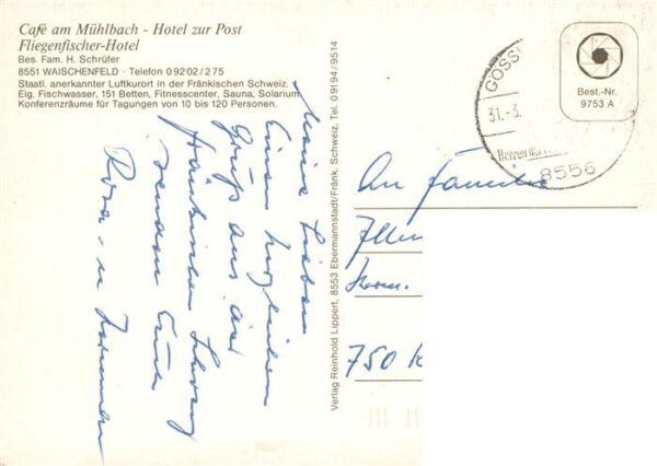 Waischenfeld Cafe Muehlbach Hotel zur Post Fliegenfischer Hotel – Bild 2