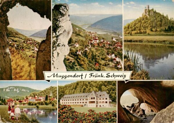 Muggendorf Fraenkische Schweiz Teilansichten Schloss Schwanenteich Hoehle
