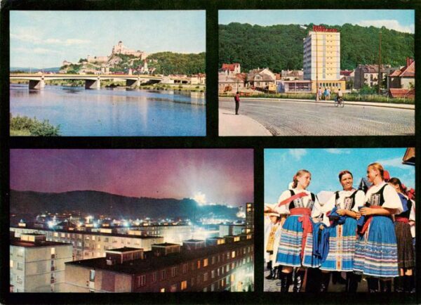 Bratislava Pressburg Pozsony SK Blick ueber die Donau Hochhaus Stadtpanorama Tra