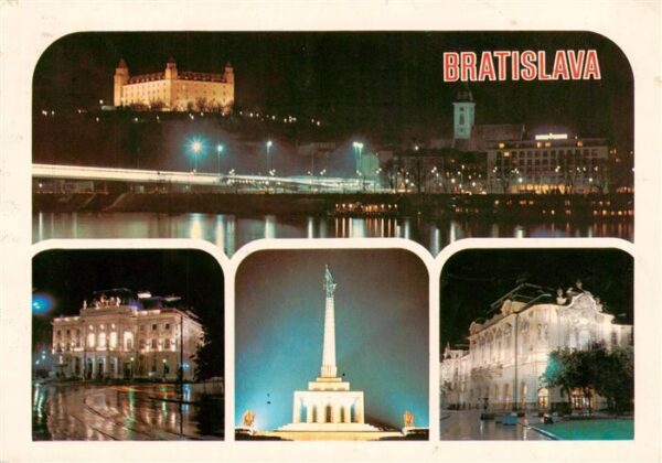 Bratislava Pressburg Pozsony SK Hrad z Petrzalky na hrad Slovenske narodne divad