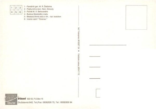 Vrbove Slovakia Pamaetnik MR Stefanika Polyfunkcny dom Portret MA Benovskeho Bud – Bild 2