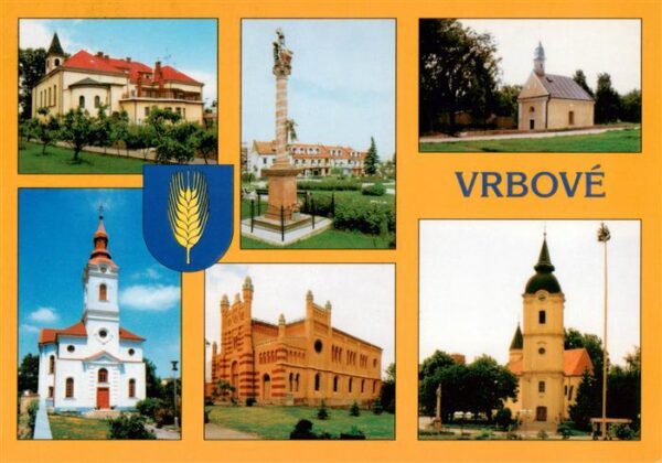 Vrbove Slovakia Pamaetnik MR Stefanika Polyfunkcny dom Portret MA Benovskeho Bud