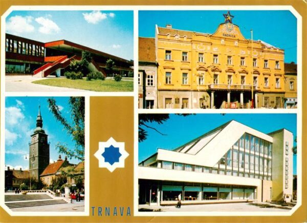 Trnava Slovakia Nakupne stredisko Blok K Mestsky narodny vybor Mestska veza Dom