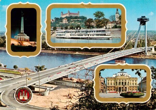 Bratislava Pressburg Pozsony SK Slavin Hrad Most SNP Slovenske narodne divadlo