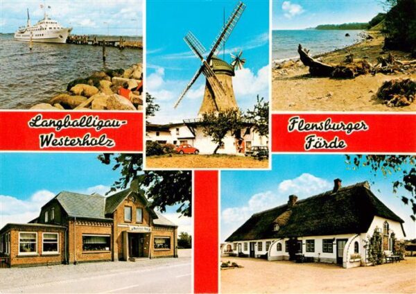 Westerholz Langballig Flensburger Foerde Faehranleger Windmuehle Strand Reetdach