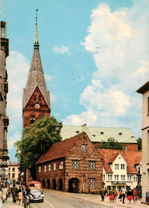 Flensburg  Schleswig-Holstein Schrangen Neptunbrunnen Marienkirche