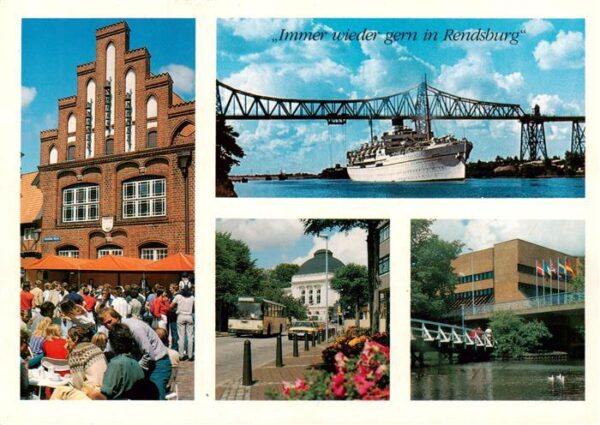 Rendsburg Altes Rathaus am Altstaedter Markt Hochbruecke Dampfer Stadttheater
