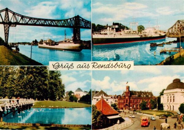 Rendsburg Hochbruecke ueber dem Nord-Ostsee-Kanal Dampfer Stadttheater