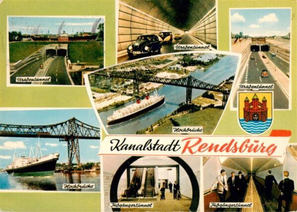 Rendsburg Hochbruecke ueber dem Nord-Ostsee-Kanal Strassentunnel Fussgaengertunn