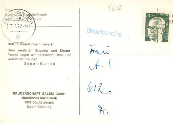 Stadtsteinach Regensburger Dom Bruderschaft Salem Kuenstlerkarte – Bild 2