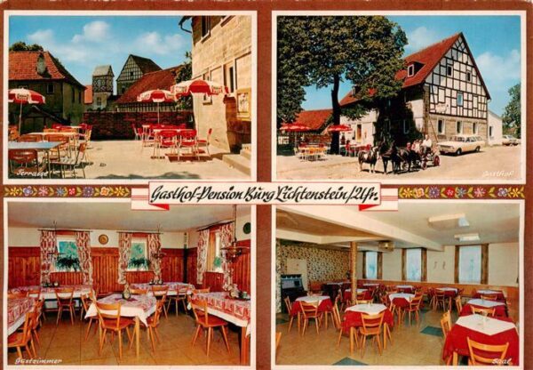 Lichtenstein Pfarrweisach Gasthof Pension Burg Lichtenstein Gastraeume Terrasse