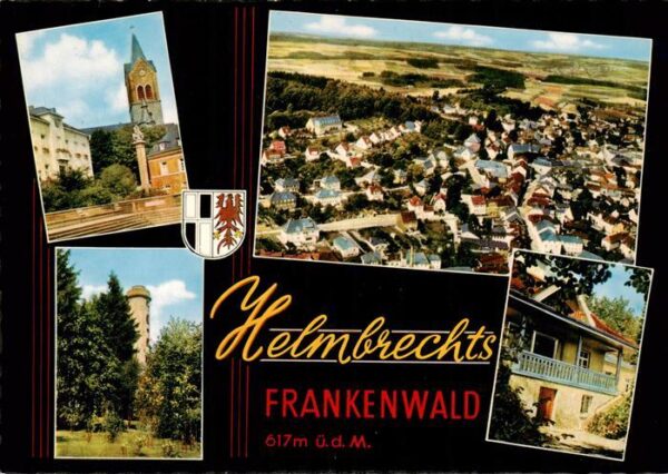 Helmbrechts Oberfranken Luftaufnahme Ortszentrum Brunnen Kirche Turm