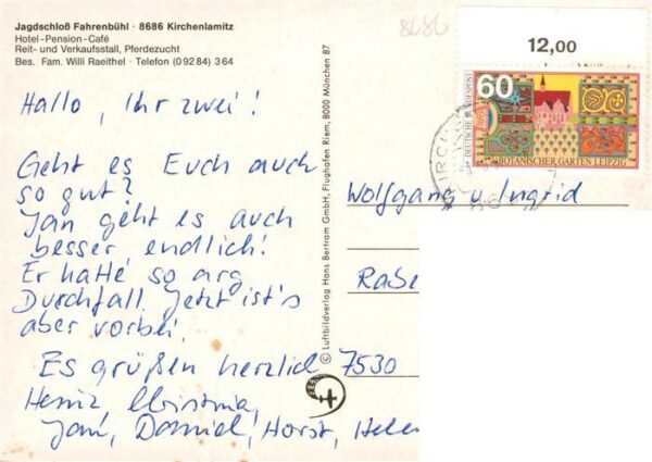Kirchenlamitz Jagdschloss Fahrenbuehl Hotel Reit- und Verkaufsstall Pferdezucht – Bild 2