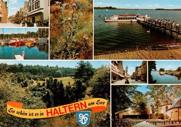 Haltern See Strassenpartien Yachthafen Anlegesteg Panorama Kirche