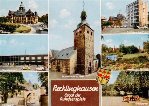 Recklinghausen  Westfalen Rathaus Hauptbahnhof Propsteikirche St Peter Stadthaus