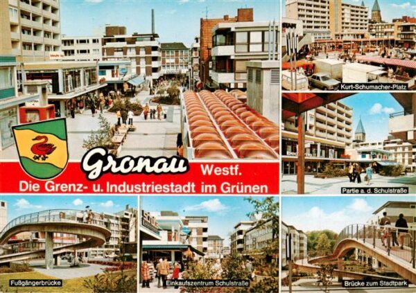 Gronau  Westfalen Fussgaengerbruecke Einkaufszentrum Kurt Schumacher Platz Schul