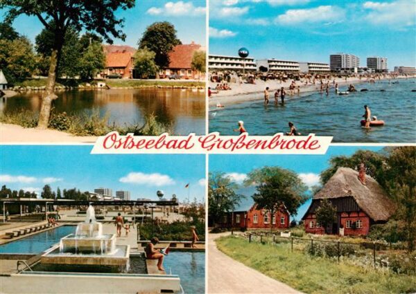 Grossenbrode Ostseebad Teilansicht Strandpartie Schwimmbad Inselhaeuser
