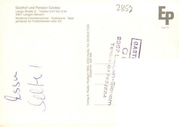 Sievern Gasthof Pension Cordes Gastraum Festsaal – Bild 2