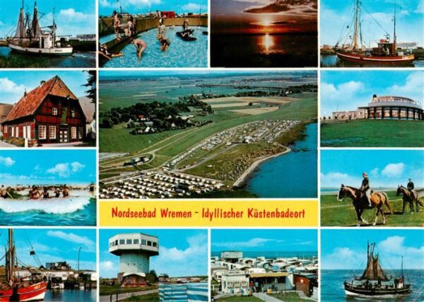 Wremen Fischkutter Hafen Sonnenuntergang Strandhalle Reiten Campingplatz