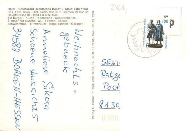 Lilienthal Bremen Deutsches Haus und Motel Restaurant Kegelbahn – Bild 2