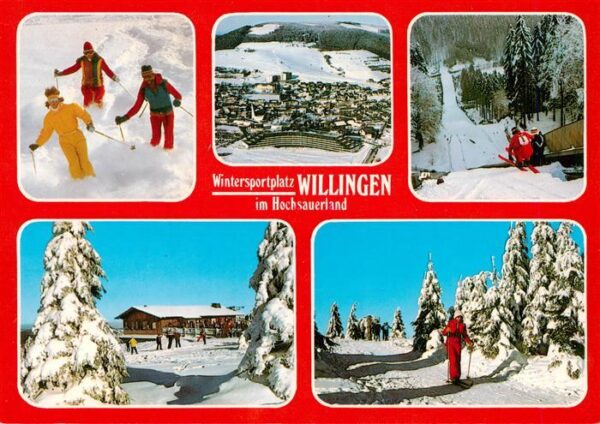 Willingen Sauerland Skifahrer Panorama Sprungschanze Berggasthaus