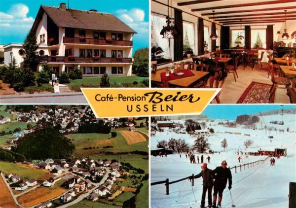 Usseln Cafe Pension Beier Gastraum Fliegeraufnahme Skilift