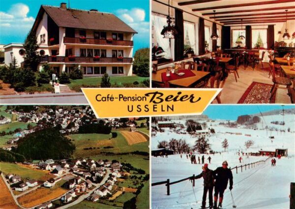 Usseln Cafe Pension Beier Gastraum Fliegeraufnahme Skilift