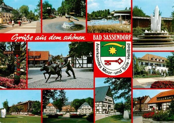 Bad Sassendorf Ortspartie Springbrunnen Schwimmbad Kurpark Plastik Kurhaus Salin