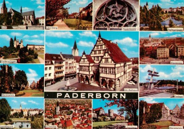Paderborn Stadtansicht Freibad Hoher Dom Rathaus Marktkirche Paderanlage Marienp
