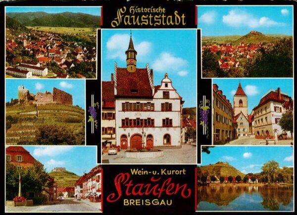 Staufen  Breisgau Fliegeraufnahme Rathaus Schlossberg Hauptstrasse Stadtsee