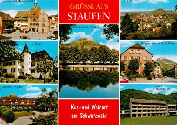 Staufen  Breisgau Rathaus mit Marktbrunnen Schloss Goethe Institut Stadtsee Schl