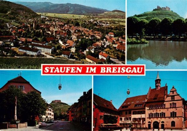 Staufen  Breisgau Fliegeraufnahme Stadtsee Burgruine Hauptstrasse Rathaus