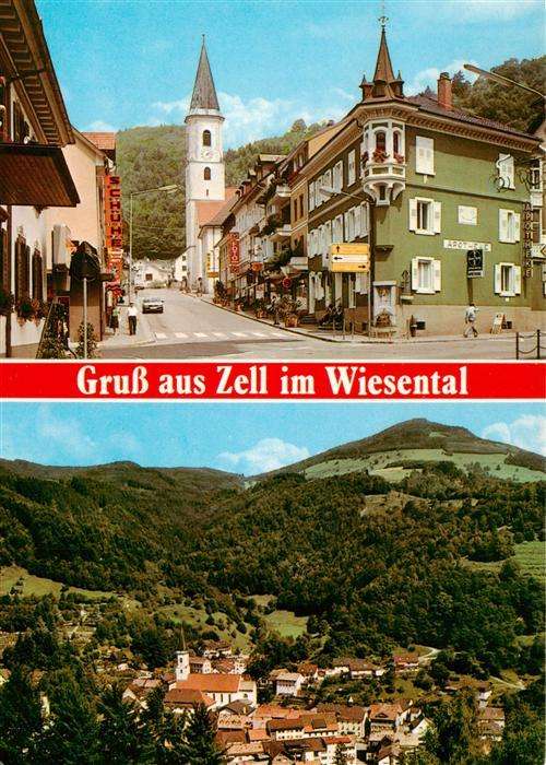 Zell Wiesental Hauptstrasse Kirche Fliegeraufnahme