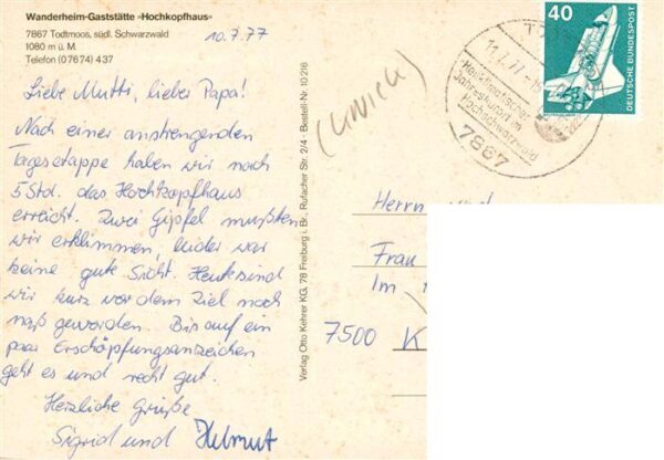 Todtmoos Wanderheim Gaststaette Hochkopfhaus – Bild 2