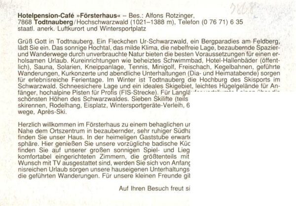 Todtnauberg Hotelpension Cafe Foersterhaus Gastraum Panorama – Bild 2