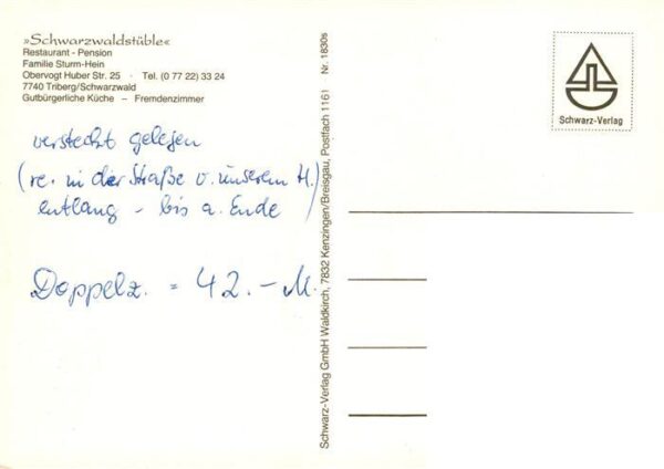 Triberg Schwarzwaldstueble Restaurant Pension – Bild 2