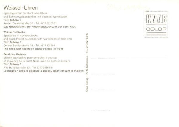Triberg Weisser Uhren Spezialgeschaeft fuer Kuckucks Uhren – Bild 2