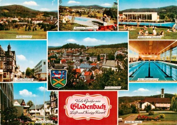 Gladenbach Teilansicht Kneipp Kuranlage Hallen und Freibad Marktstrasse Panorama