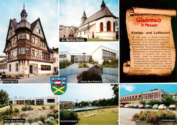 Gladenbach Hotel Spiess Ev Martinskirche Haus des Gastes Schwimmbad Hallenbad