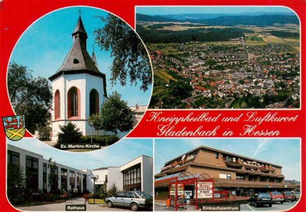 Gladenbach Ev Martins Kirche Fliegeraufnahme Rathaus Einkaufszentrum