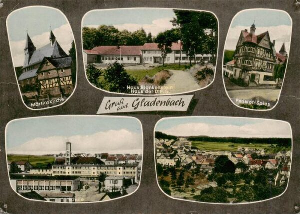 Gladenbach Martinskirche Haus Blankenstein Pension Spiess Schule Panorama