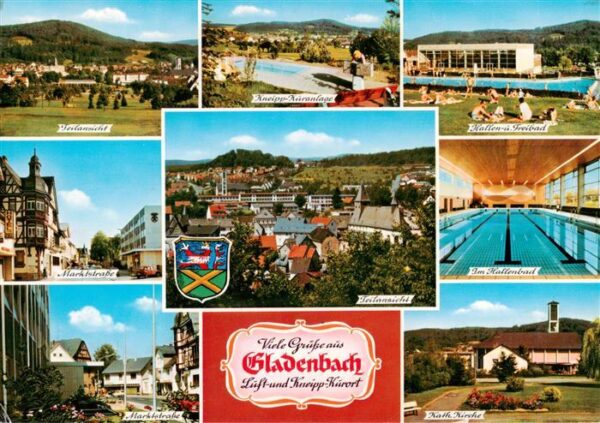 Gladenbach Teilansicht Kneipp Kuranlage Hallen und Freibad Marktstrasse Panorama